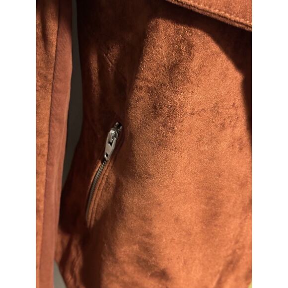 Blank NYC SL8 Brown Faux Suede Leather Moto Jacket Sz Small - Picture 6 of 9